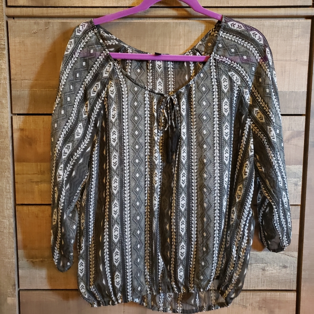 AEO Patterned Sheer Blouse